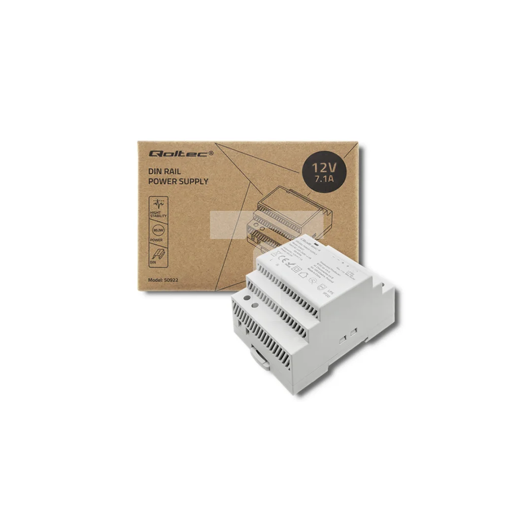 Qoltec Zasilacz na szynę DIN 85.2W 12V 7.1A Szary