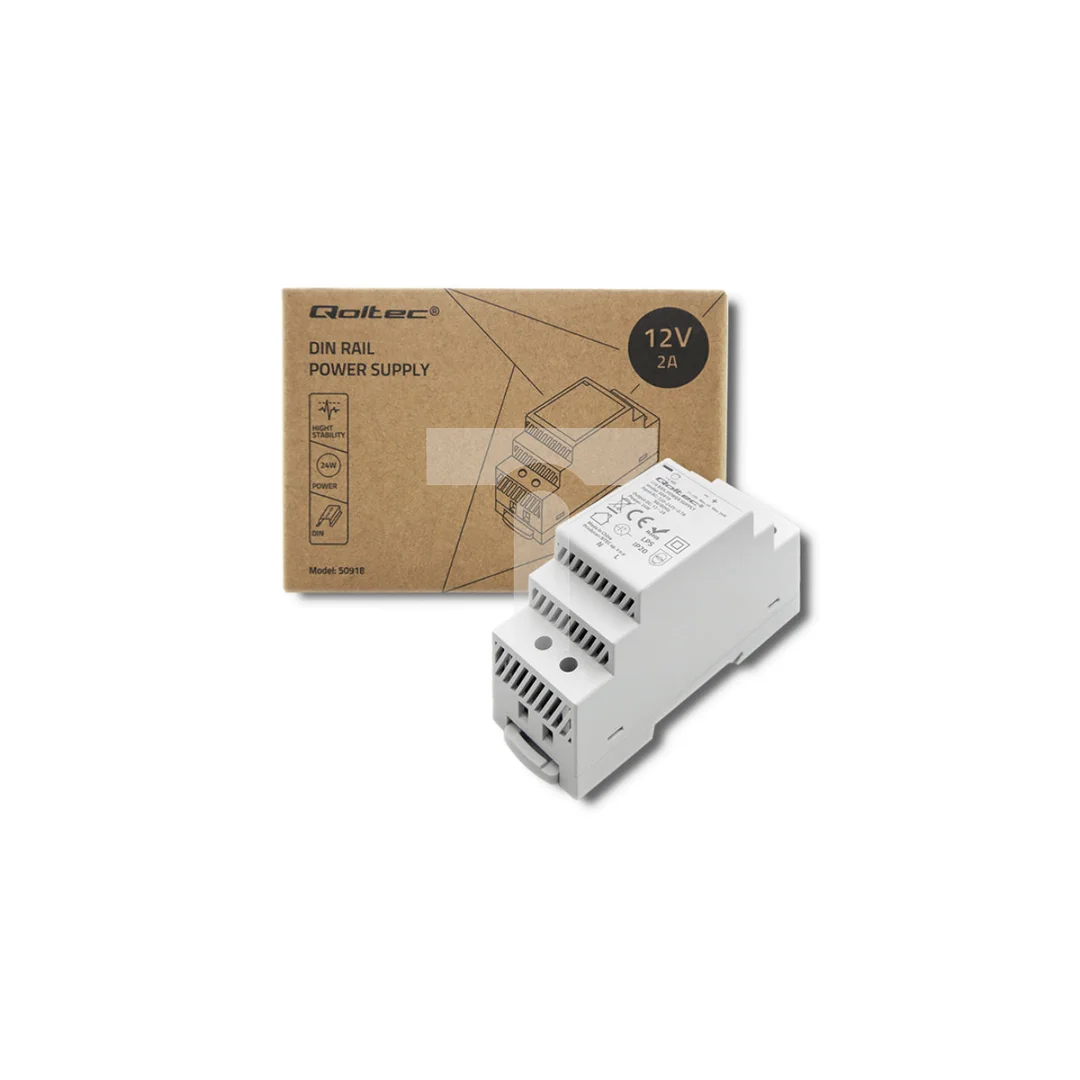 Qoltec Zasilacz na szynę DIN 24W 12V 2A Szary