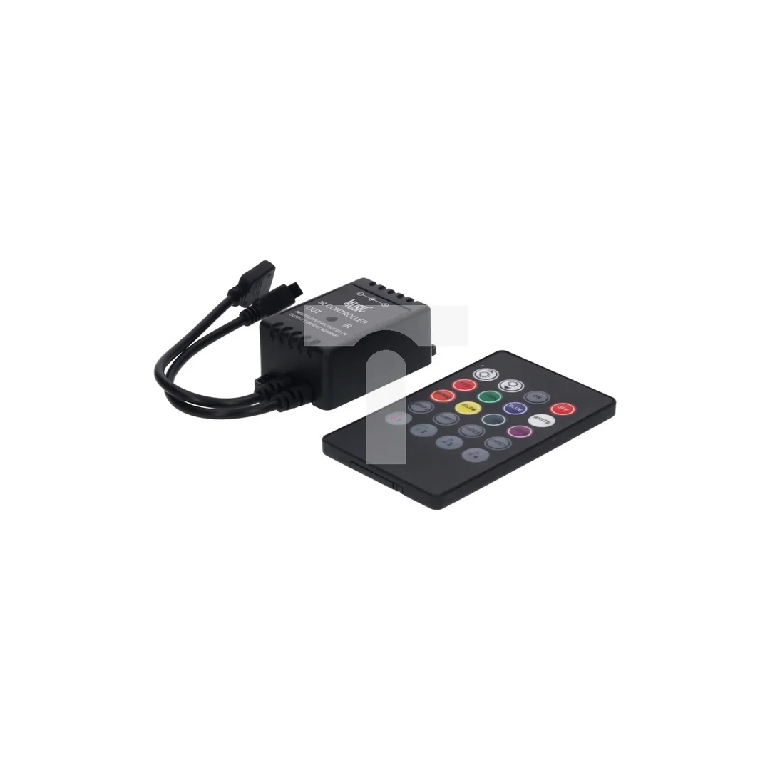Sterownik LED RGB 3x2A Music 20-key IR czarny 12-24V Prescot