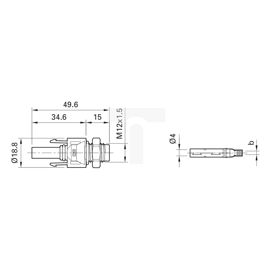 Gniazdo panelowe MC4 złącze solarne Konektor na przewód 4-6mm2 Stäubli (Multi-Contact)