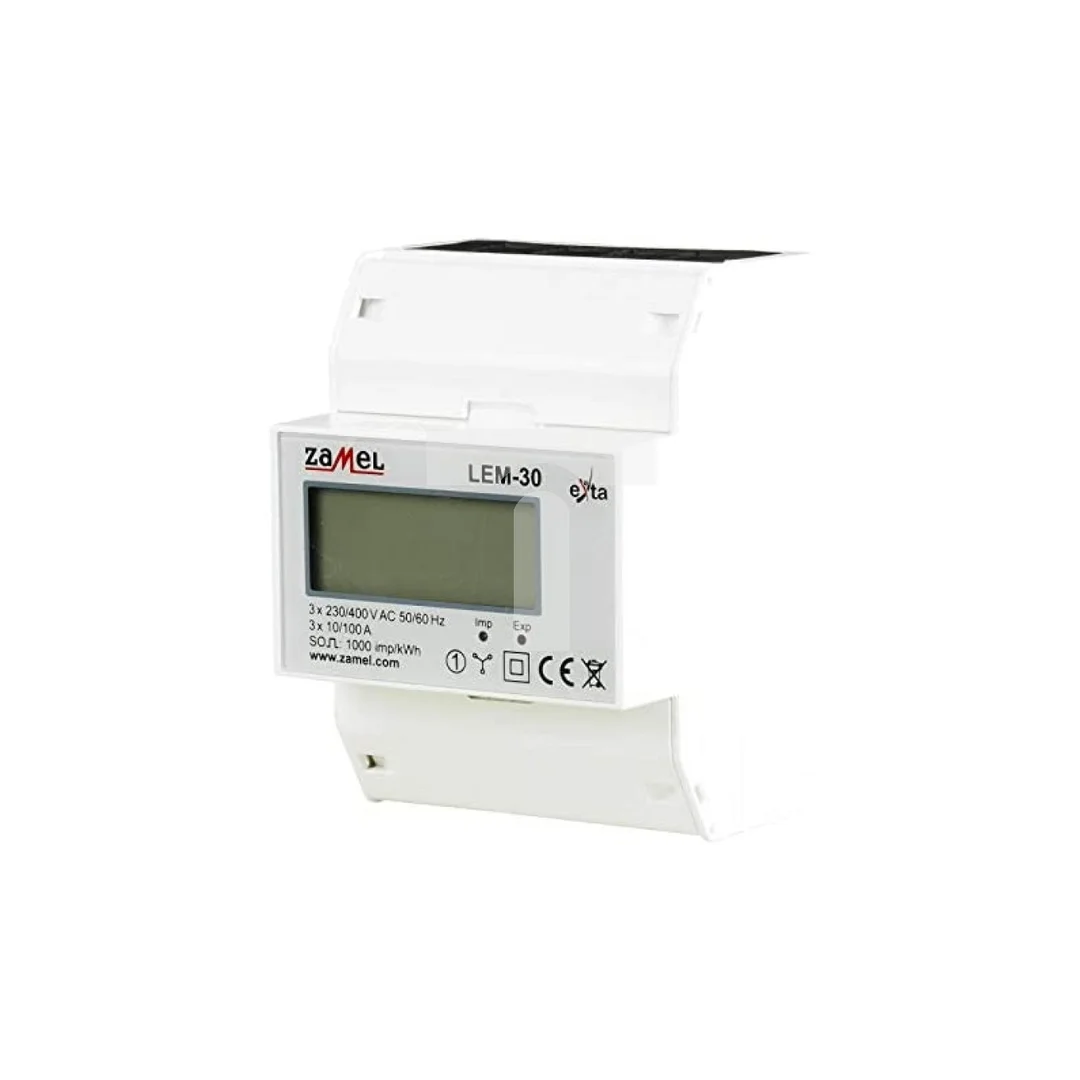 Licznik energii elektrycznej 3-fazowy LCD 100 A 4-MOD LEM-30 EXT10000235