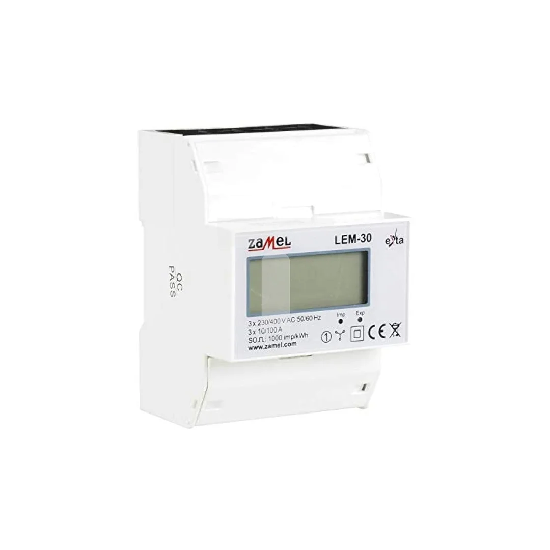 Licznik energii elektrycznej 3-fazowy LCD 100 A 4-MOD LEM-30 EXT10000235