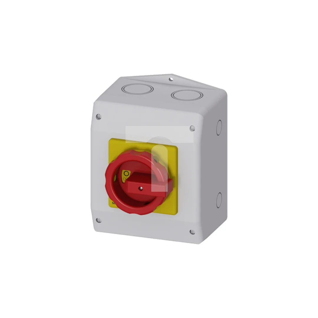 Rozłącznik główny/awaryjny w obudowie 3P 63A 22kW AC23A 400V styki pom 1Z 1R pokrętło żółto-czerwone 3LD2565-1GP53