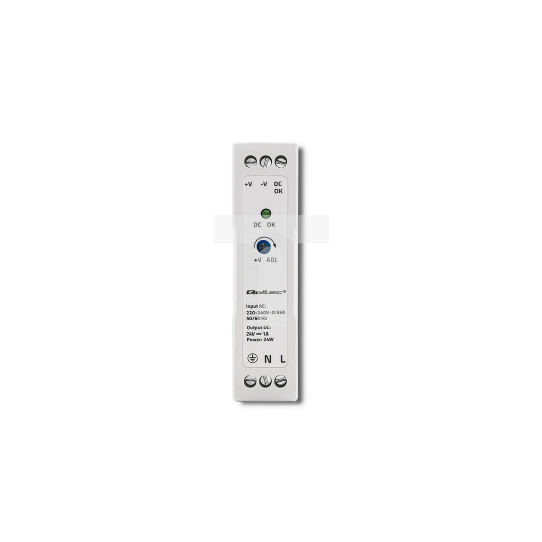 Qoltec Zasilacz na szynę DIN 24W 24V 1A Biały Slim