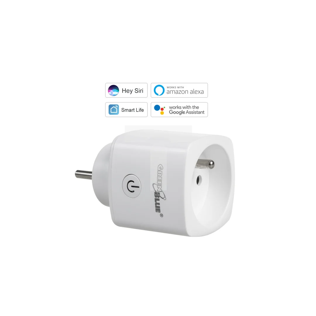 Zdalnie sterowane gniazdko WiFi GreenBlue, Android/iOS/Alexa/Google Home, zuż. energii, timer, max 3680W, typ E, GB720 E