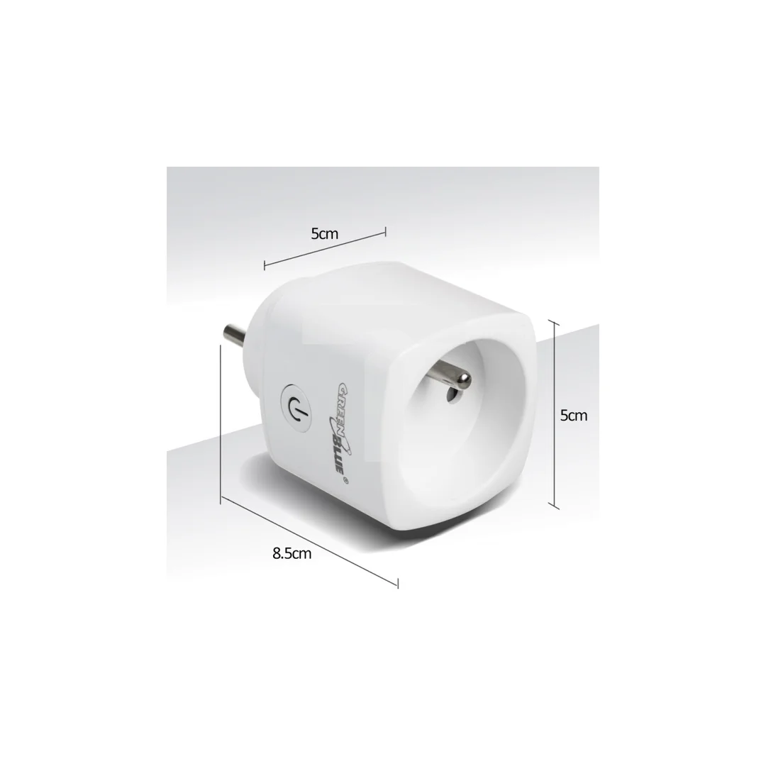 Zdalnie sterowane gniazdko WiFi GreenBlue, Android/iOS/Alexa/Google Home, zuż. energii, timer, max 3680W, typ E, GB720 E