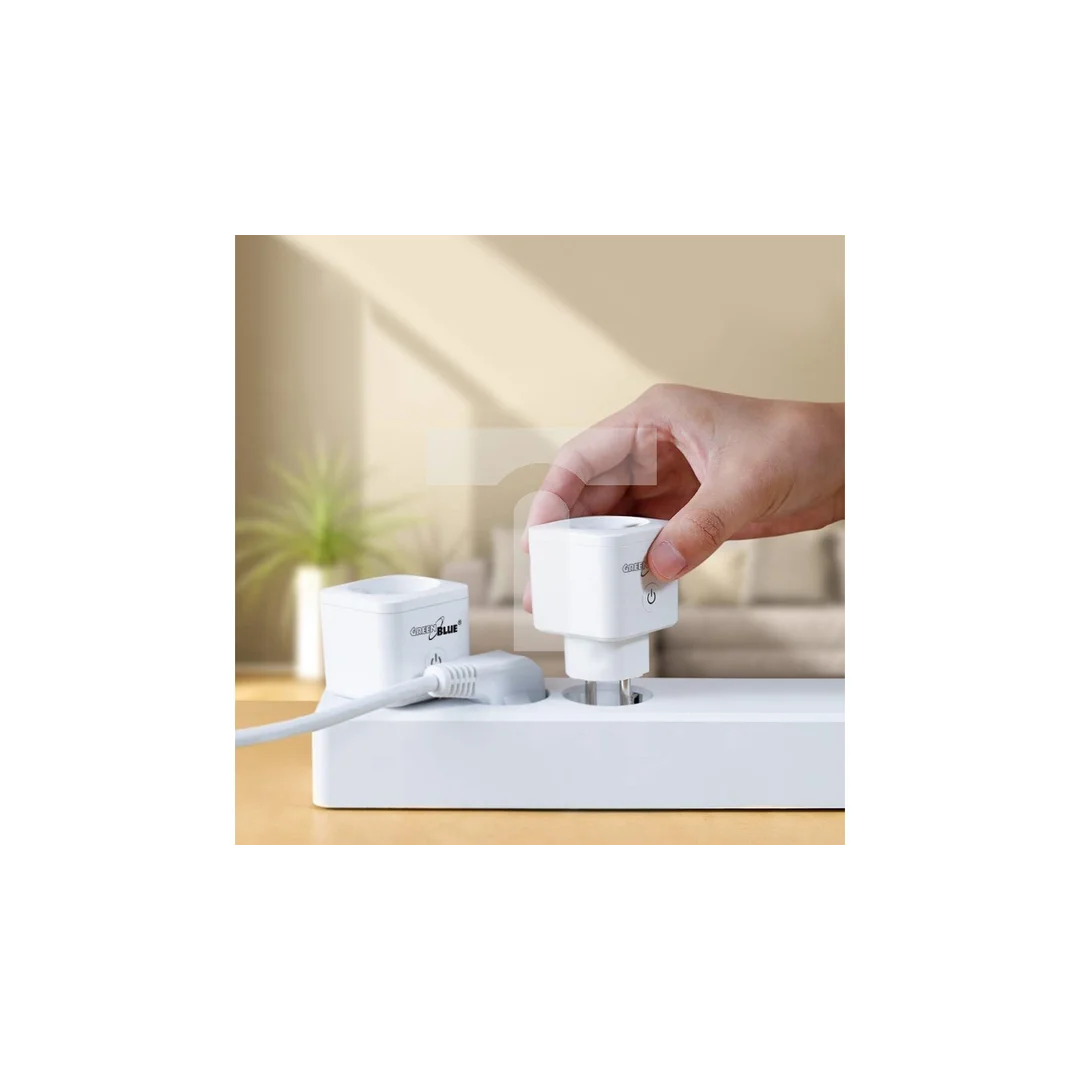 Zdalnie sterowane gniazdko WiFi GreenBlue, Android/iOS/Alexa/Google Home, zuż. energii, timer, max 3680W, typ E, GB720 E