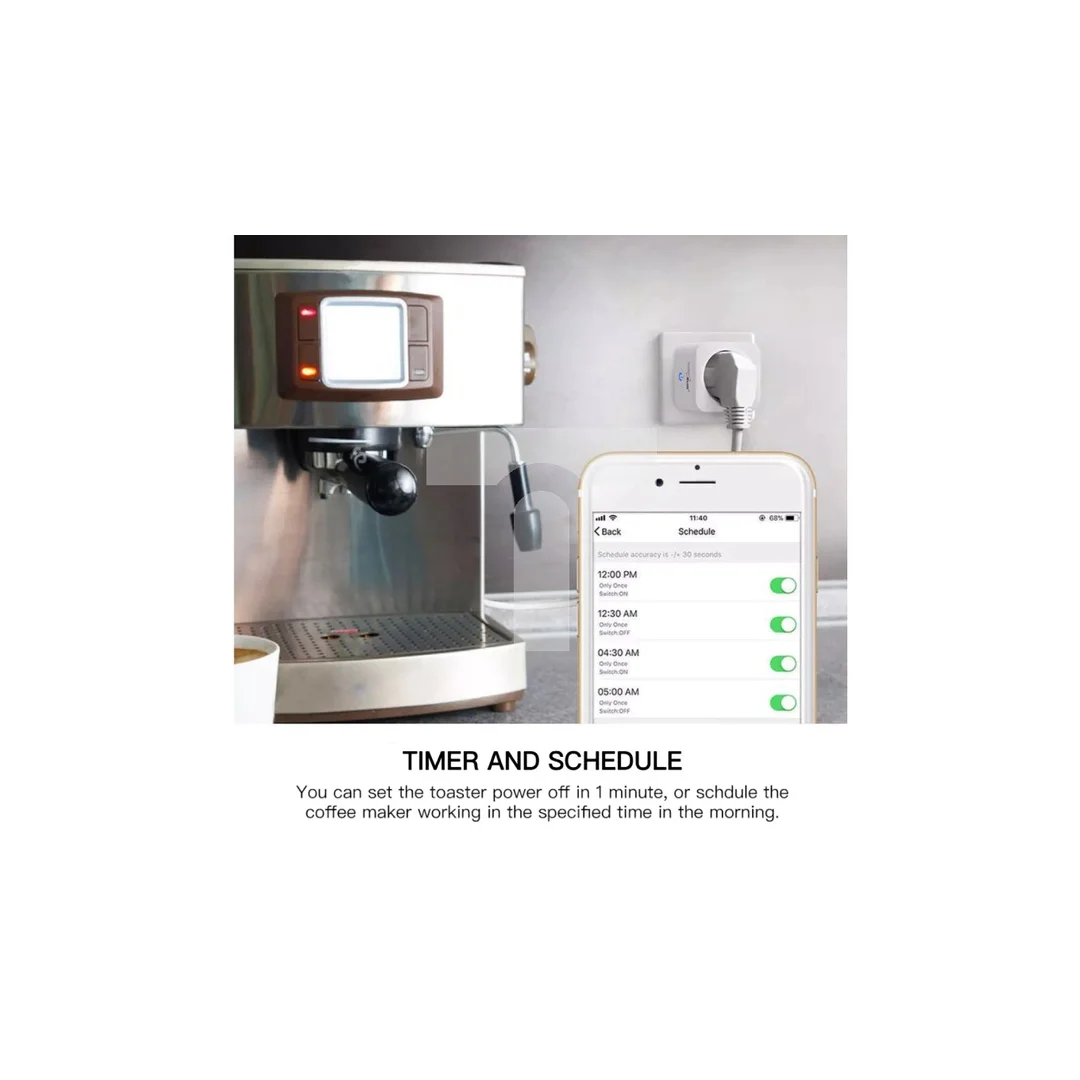 Zdalnie sterowane gniazdko WiFi GreenBlue, Android/iOS/Alexa/Google Home, zuż. energii, timer, max 3680W, typ E, GB720 E