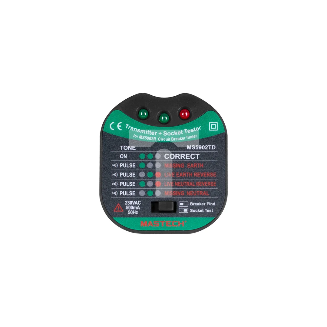 Tester gniazd zasilających 230V 2P+Z i zabezpieczeń MASTECH MS5902