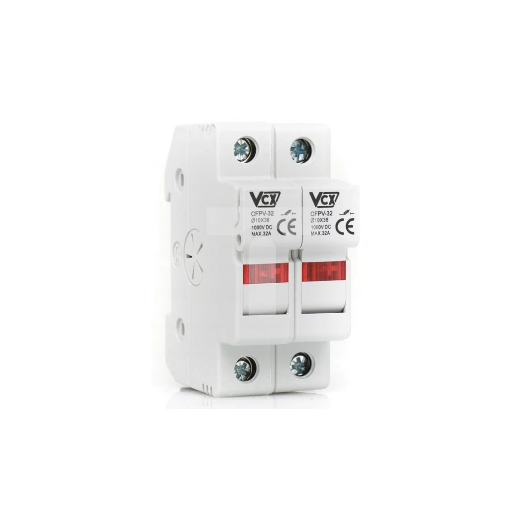Podstawa bezpiecznikowa 2P PV 32A 10x38 z podświetleniem 1000V DC