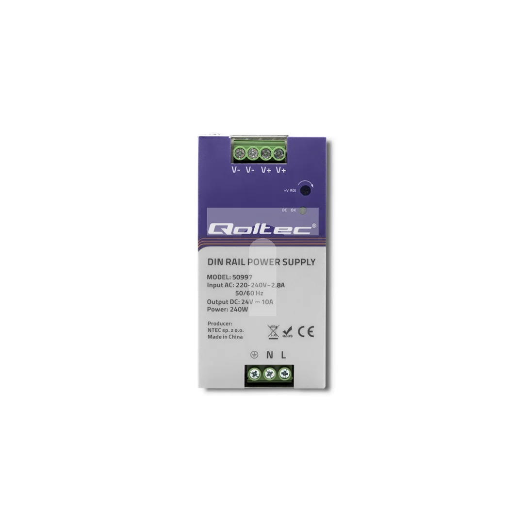 Qoltec Przemysłowy zasilacz na szynę DIN 240W 24V 10A