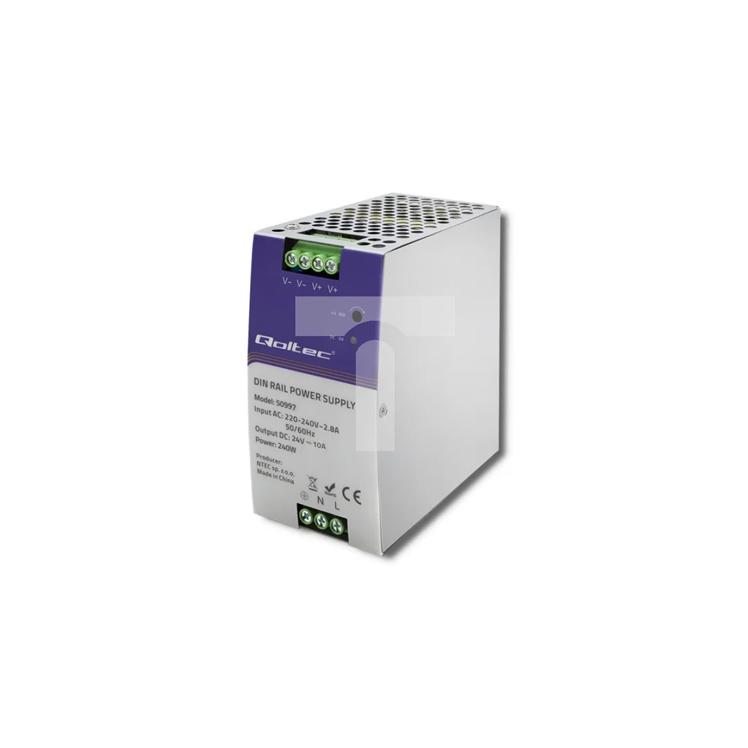 Qoltec Przemysłowy zasilacz na szynę DIN 240W 24V 10A