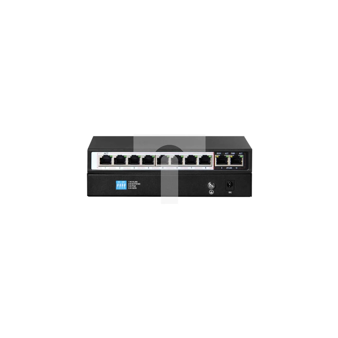 Switch PoE 8x 100Mb/s PoE/PoE+, 2x RJ45 Uplink 100Mb/s, 96W Extralink CERES
