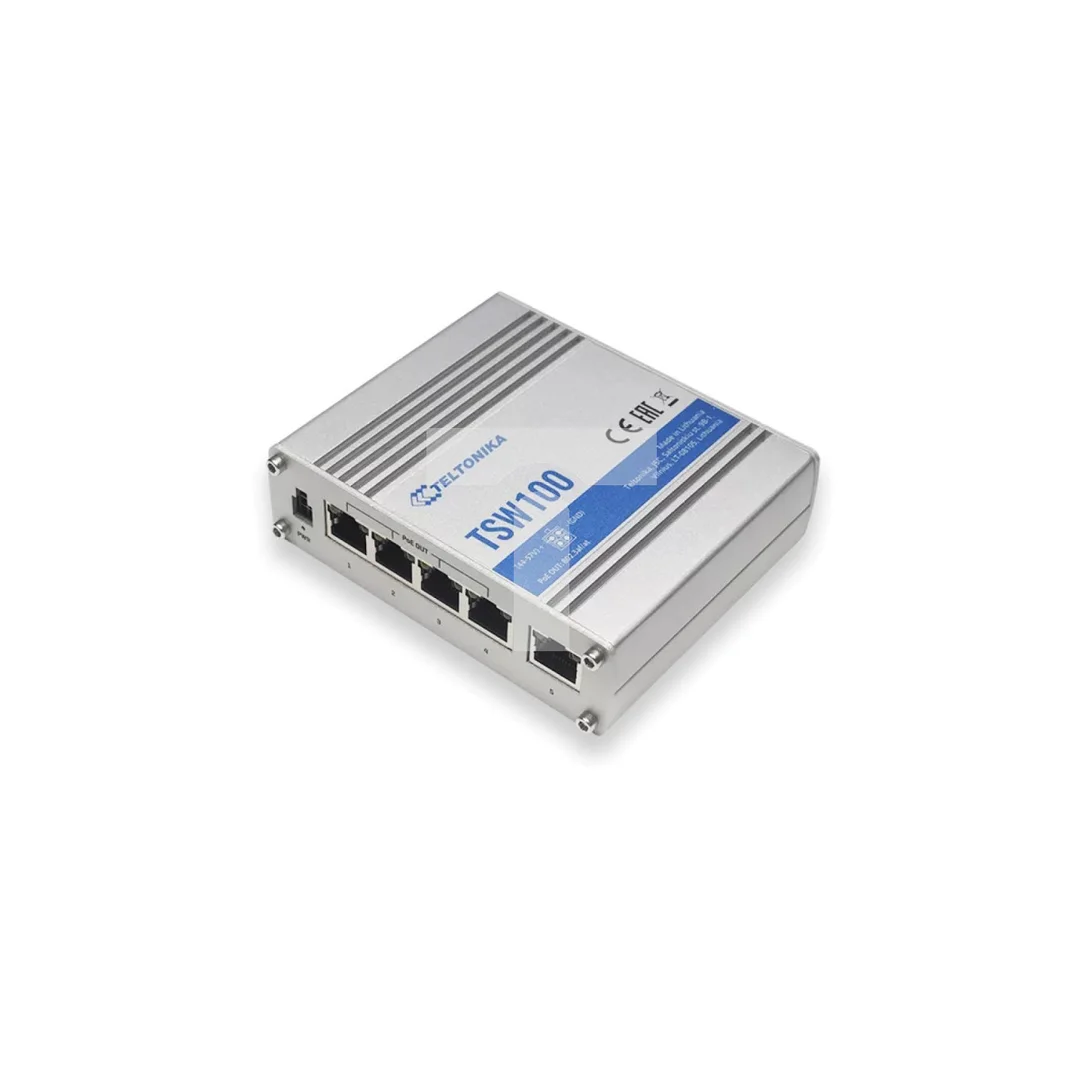 Switch PoE 5x RJ45 1000Mb/s, 4x PoE, 60W Teltonika TSW100