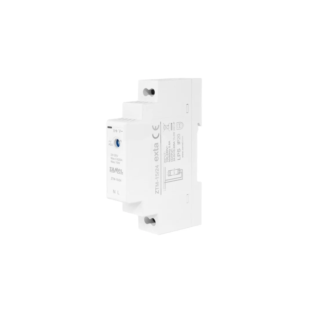 Zasilacz impulsowy montowany na szynie TH-35 (DIN) 15W 24V DC typ: ZTM-15/24 EXT10000280
