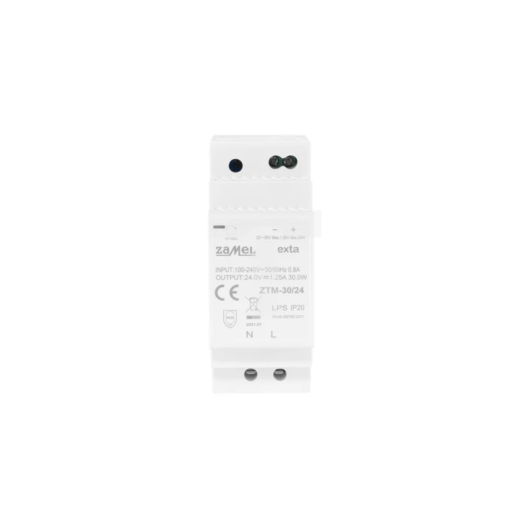 Zasilacz impulsowy montowany na szynie TH-35 (DIN) 30W 24V DC typ: ZTM-30/24 EXT10000282