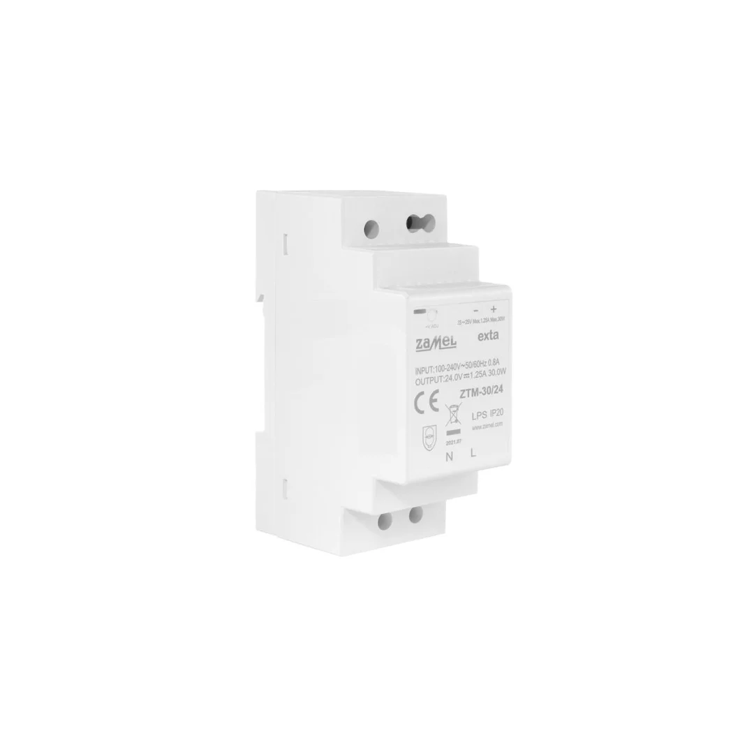 Zasilacz impulsowy montowany na szynie TH-35 (DIN) 30W 24V DC typ: ZTM-30/24 EXT10000282