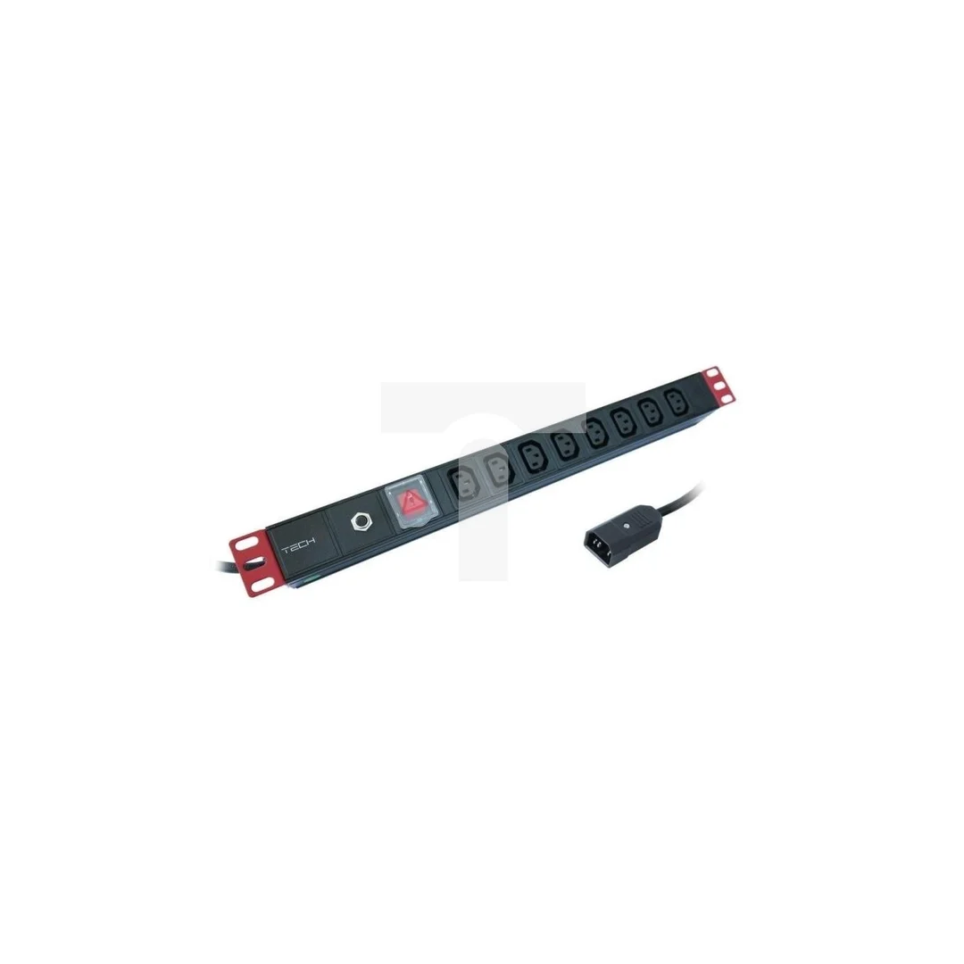 Listwa Zasilająca Rack 1U 8x Gniazdo C13 Kabel C14 do UPS 2m