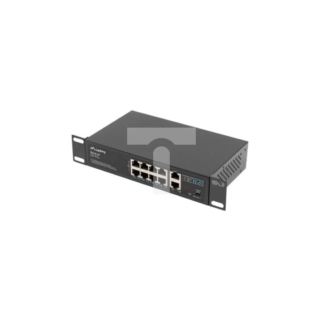 Switch RACK 10x port RJ45 (Fast Ethernet, w tym 8x PoE+ i 2x UpLink 1Gb/s) przełącznik niezarządzalny RSFE-8P-2GE-120