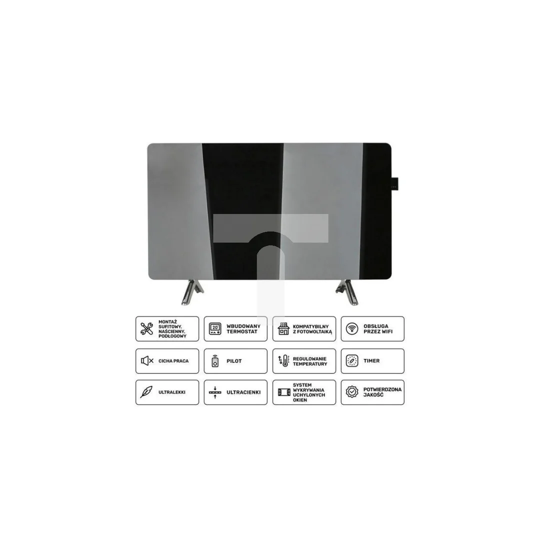 Panel grzewczy Greenie Heat szklany na podczerwień - pilot + Wifi/Tuya, 720W, 60x120 cm, 18m2