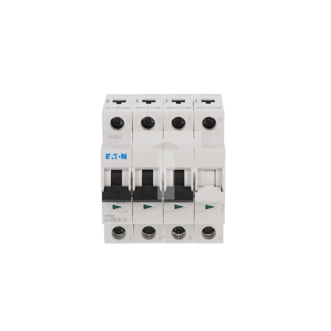 Wyłącznik nadprądowy 3P+N D 0,5A 15kA AC FAZ-D0,5/3N 278982