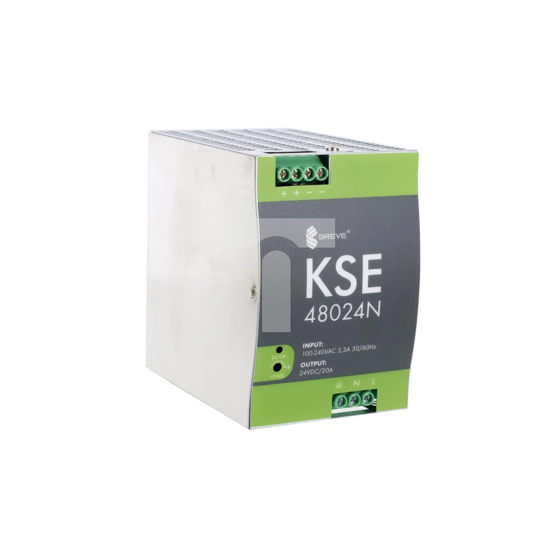 Zasilacz impulsowy KSE 48024M 230/ 24VDC 20A 480W na szynę DIN, Uzas: 96-264VAC, Ta70, 17000-0940