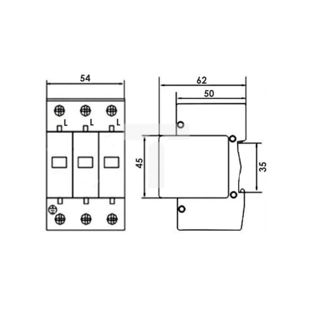 Ogranicznik przepięć PV T1+T2 3P 1000V DC 20kA APV-OPS-3P-T1+T2