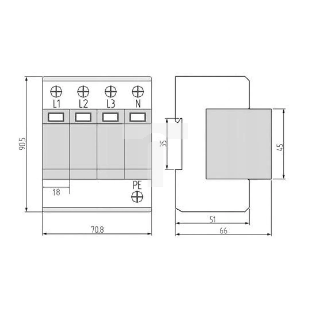 Ogranicznik przepięć T2 4P 1,5kV 20kA OPX-4P-C