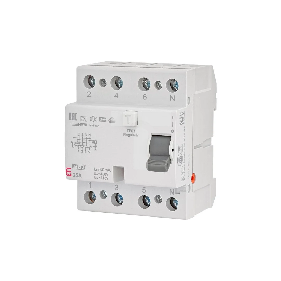 Wyłącznik różnicowoprądowy 4P 25A 0,03A typ A 6kA EFI6-P4 A 25/0.03 002061661