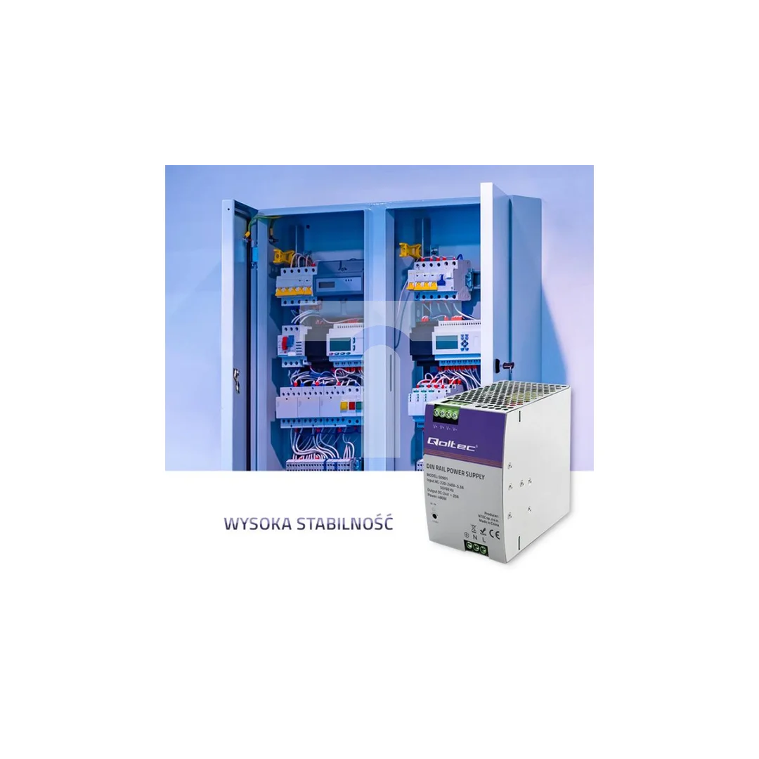 Qoltec Przemysłowy zasilacz na szynę DIN 480W 24V 20A
