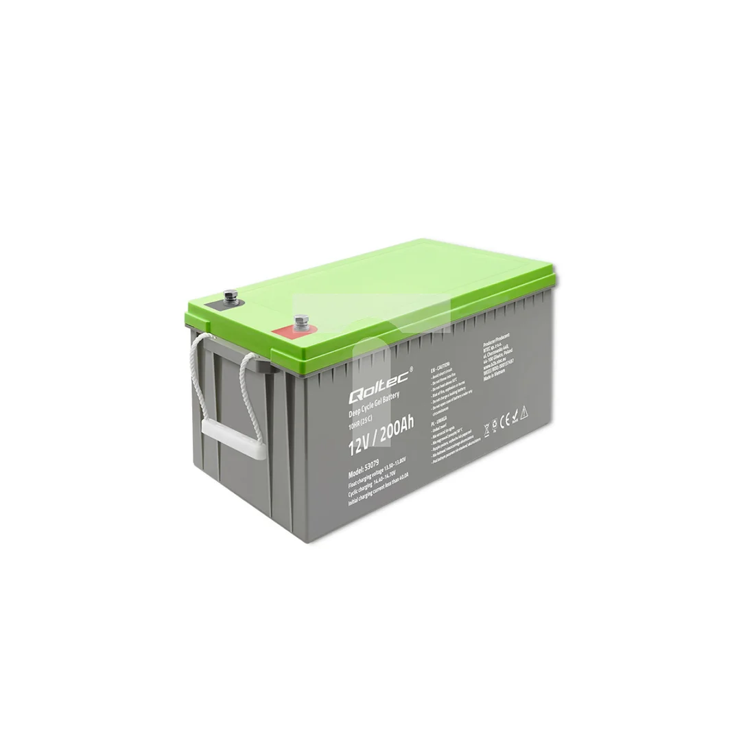 Qoltec Akumulator żelowy Deep Cycle 12V 200Ah 62.5kg Bezobsługowy Professional LongLife PV, UPS, kamper