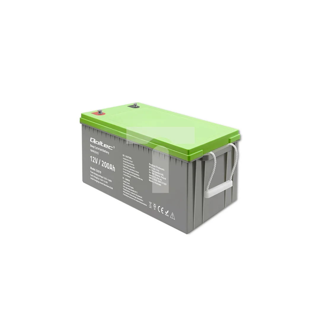 Qoltec Akumulator żelowy Deep Cycle 12V 200Ah 62.5kg Bezobsługowy Professional LongLife PV, UPS, kamper