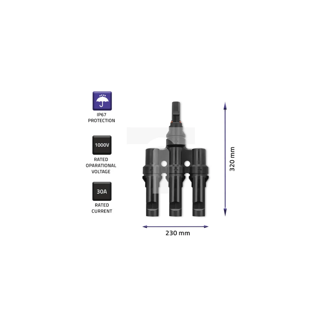 Qoltec Konektor solarny złącze MC4 Typ T 1000V 30A komplet
