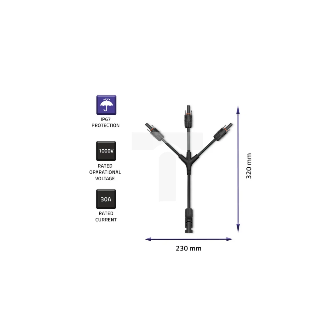 Qoltec Konektor solarny złącze MC4 Typ Y 1000V 30A komplet