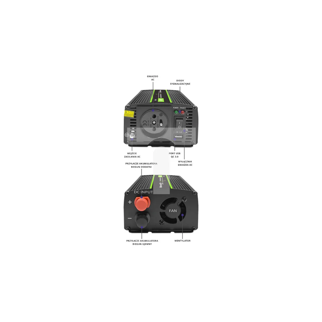 Qoltec Przetwornica napięcia Monolith 300W 600W 24V na 230V Czysty Sinus