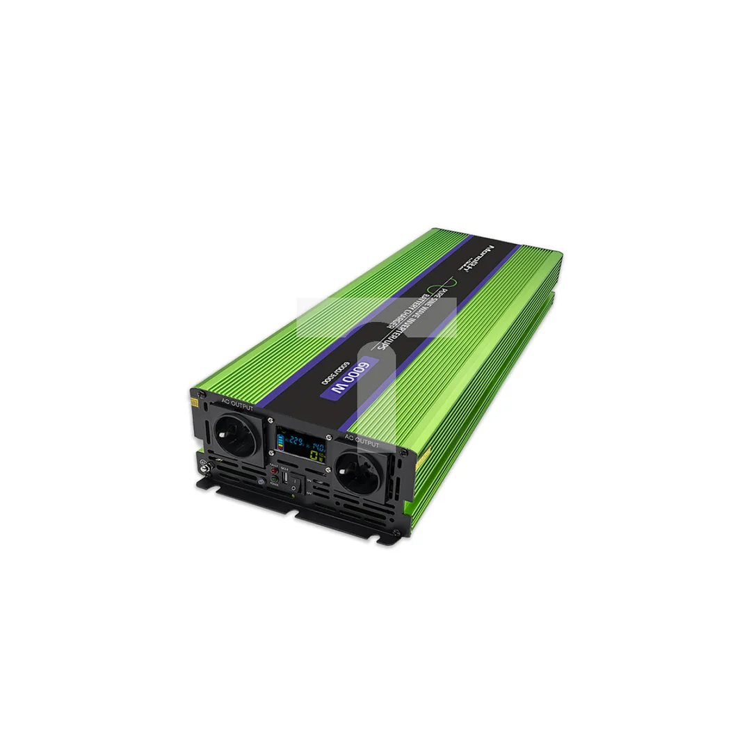 Qoltec Przetwornica napięcia Monolith ładowanie baterii UPS 3000W 6000W 12V na 230V Czysty Sinus LCD