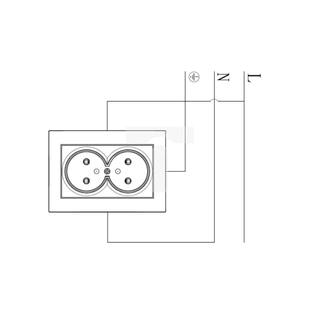 Gniazdo Elektryczne Podwójne Gniazdko Ścienne Bez Uziemienia 2x2P Białe