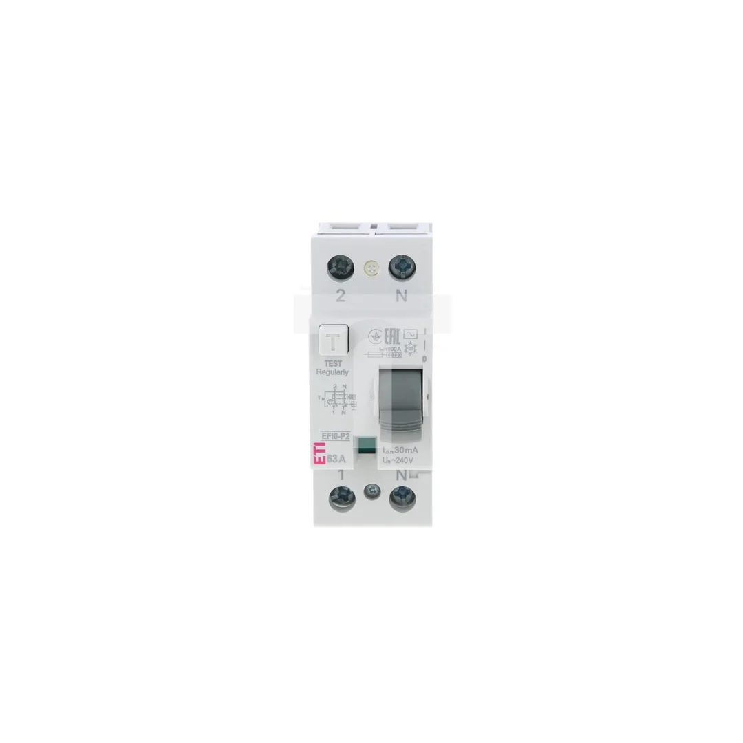 Wyłacznik różnicowoprądowy 2P 63A 0,03A typ AC EFI6-P2 AC 63/0.03 002061253
