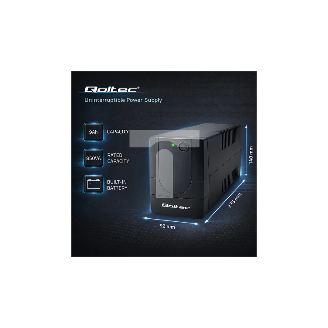 Qoltec Zasilacz awaryjny UPS Line Interactive Monolith 850VA 480W