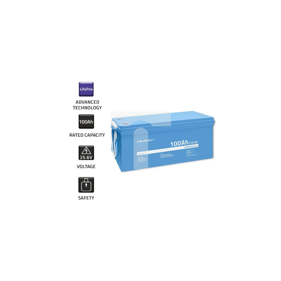 Qoltec Akumulator LiFePO4 Litowo-Żelazowo-Fosforanowy 25.6V 100Ah 2560Wh BMS