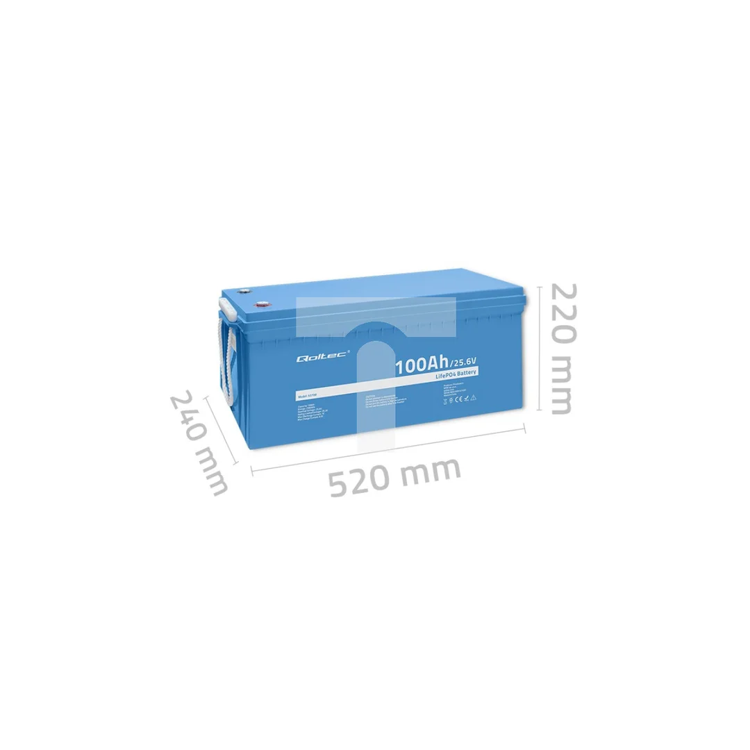 Qoltec Akumulator LiFePO4 Litowo-Żelazowo-Fosforanowy 25.6V 100Ah 2560Wh BMS