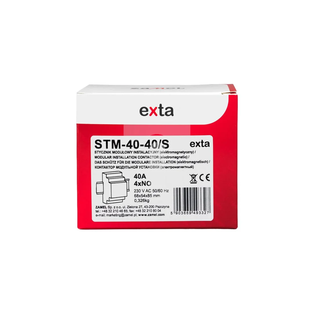 Stycznik modułowy ze sterowaniem ręcznym instalacyjny 40A 4Z 230V AC STM-40-40/S EXT10000315