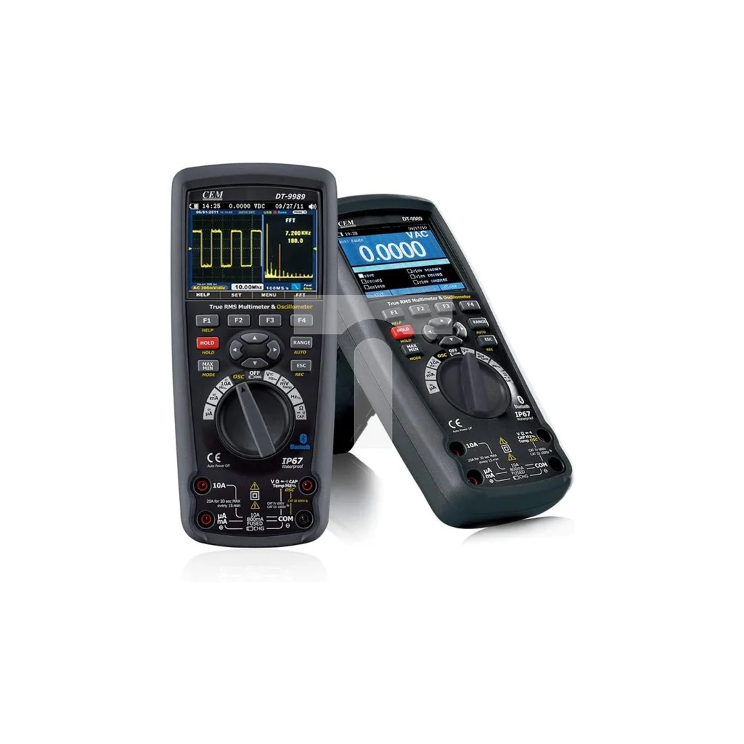 Multimetr przemysłowy z funkcją oscyloskopu Bluetooth, IP67 CAT IV 600V, CAT III 1000V DT-9989