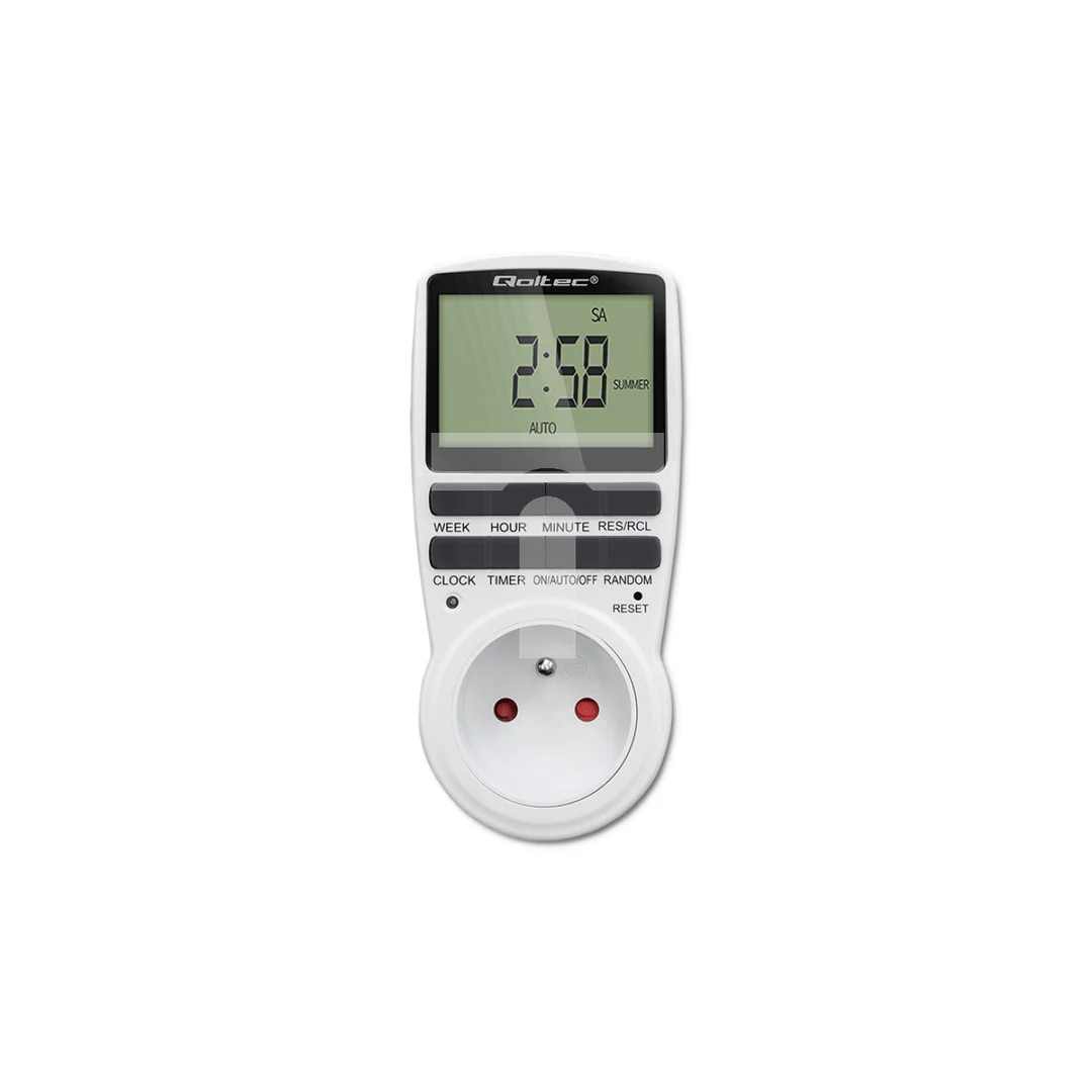 Qoltec Elektroniczny programator czasowy PC0628 3680W 16A LCD
