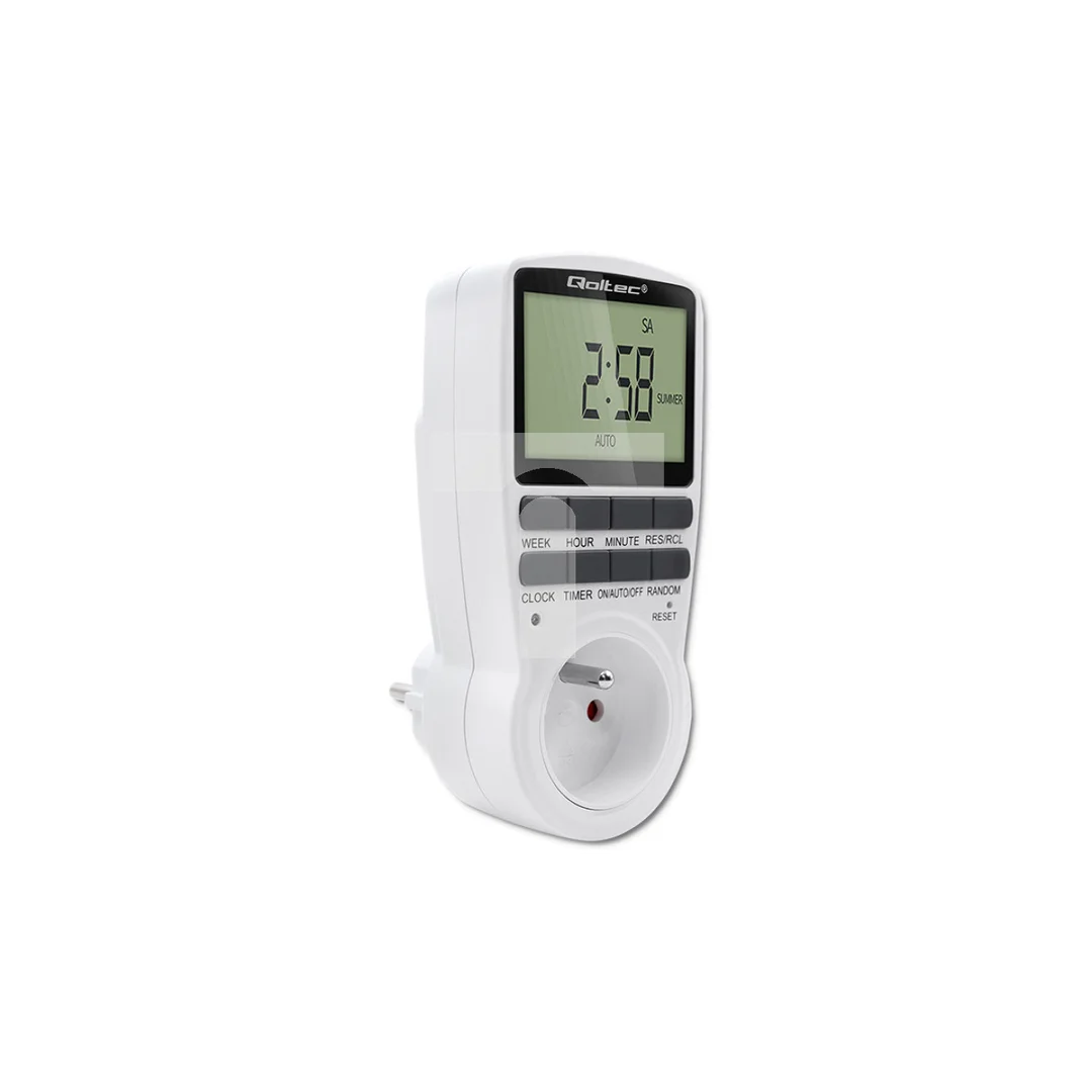 Qoltec Elektroniczny programator czasowy PC0628 3680W 16A LCD