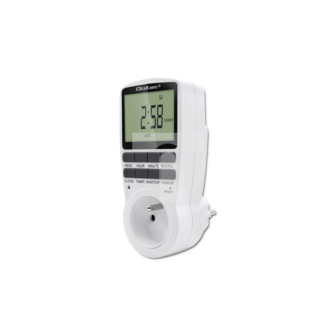 Qoltec Elektroniczny programator czasowy PC0628 3680W 16A LCD