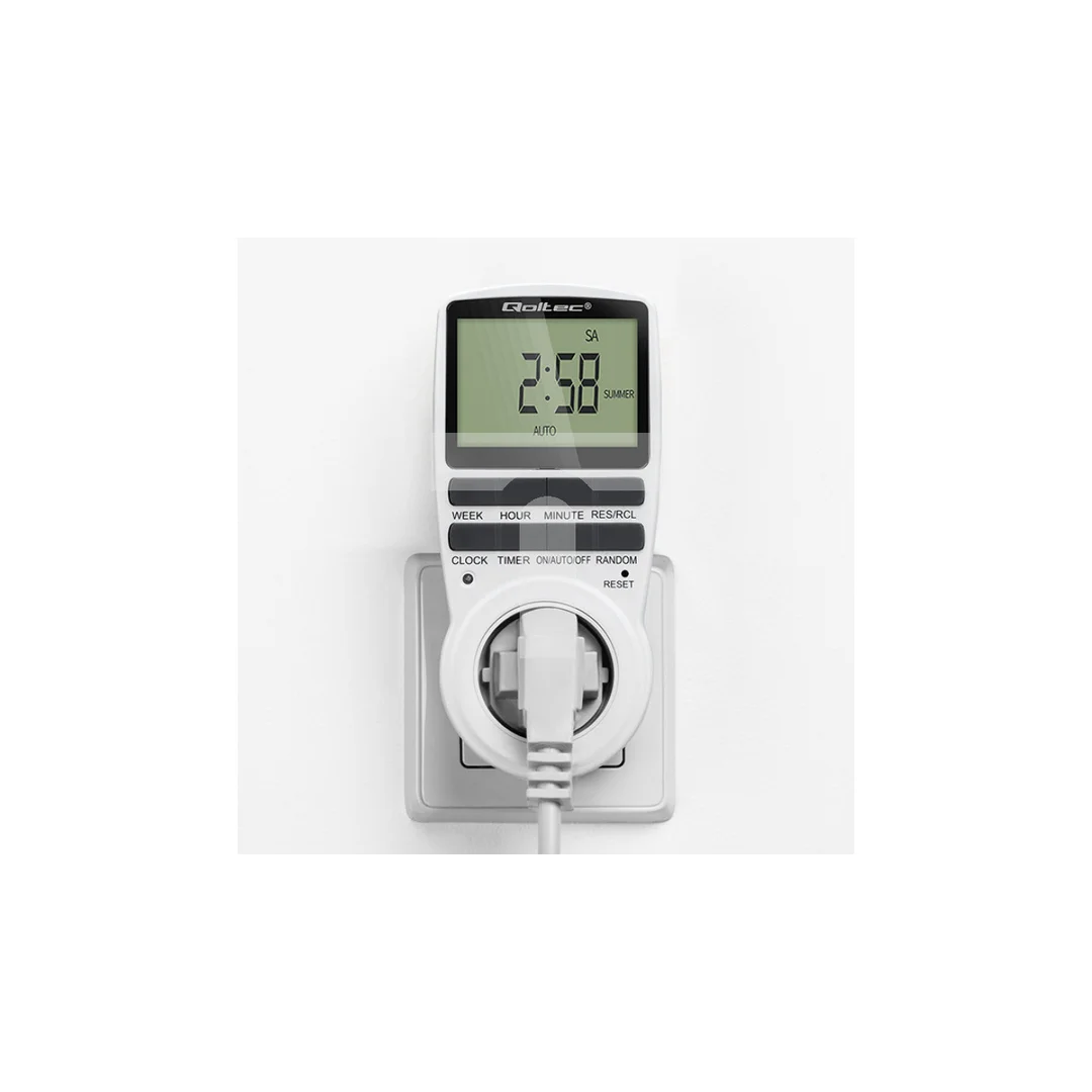 Qoltec Elektroniczny programator czasowy PC0628 3680W 16A LCD