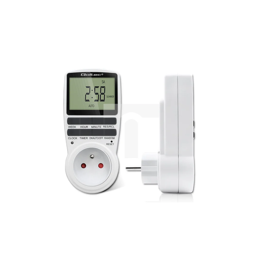 Qoltec Elektroniczny programator czasowy PC0628 3680W 16A LCD