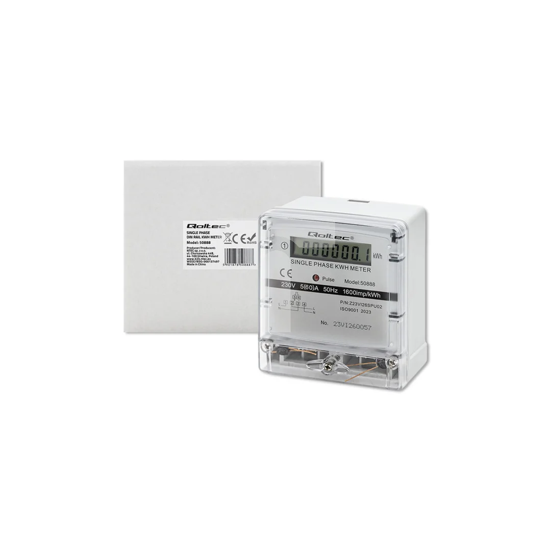 Qoltec Jednofazowy elektroniczny licznik miernik zużycia energii 230V LCD