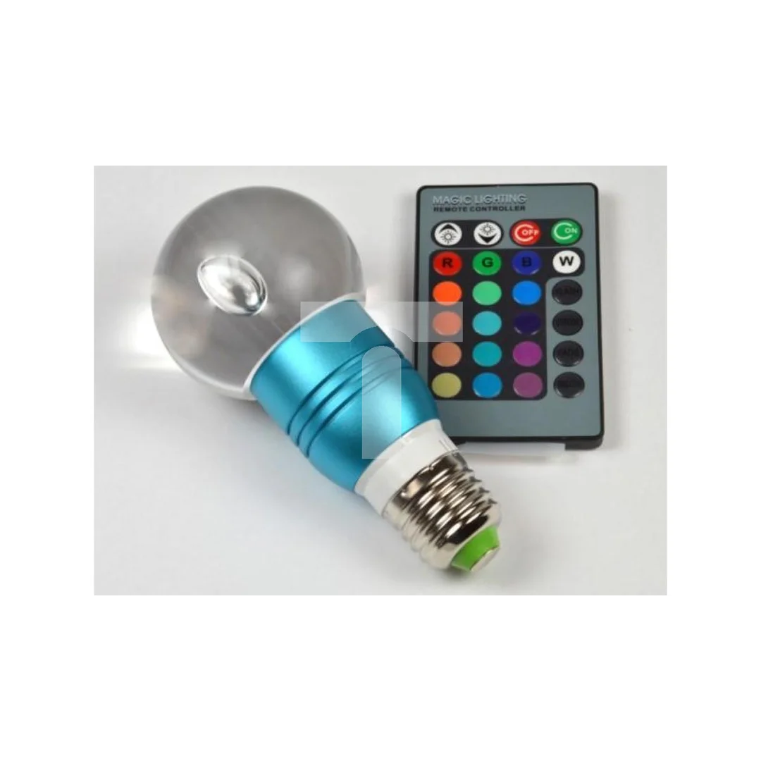 Żarówka LED Gais E27 3W RGB z pilotem niebieska